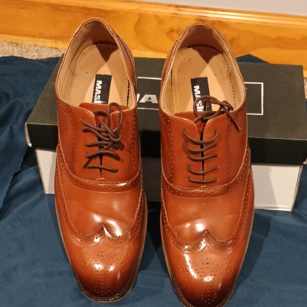 Massimo Brown Leather Men's Dress Shoes